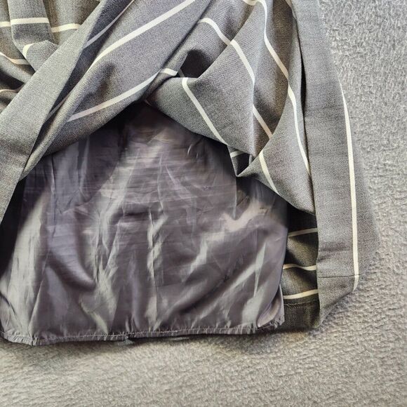 Calvin Klein Dress Womens 12 Gray Striped Career Belted Lined Knee Length Pleats - Picture 5 of 14